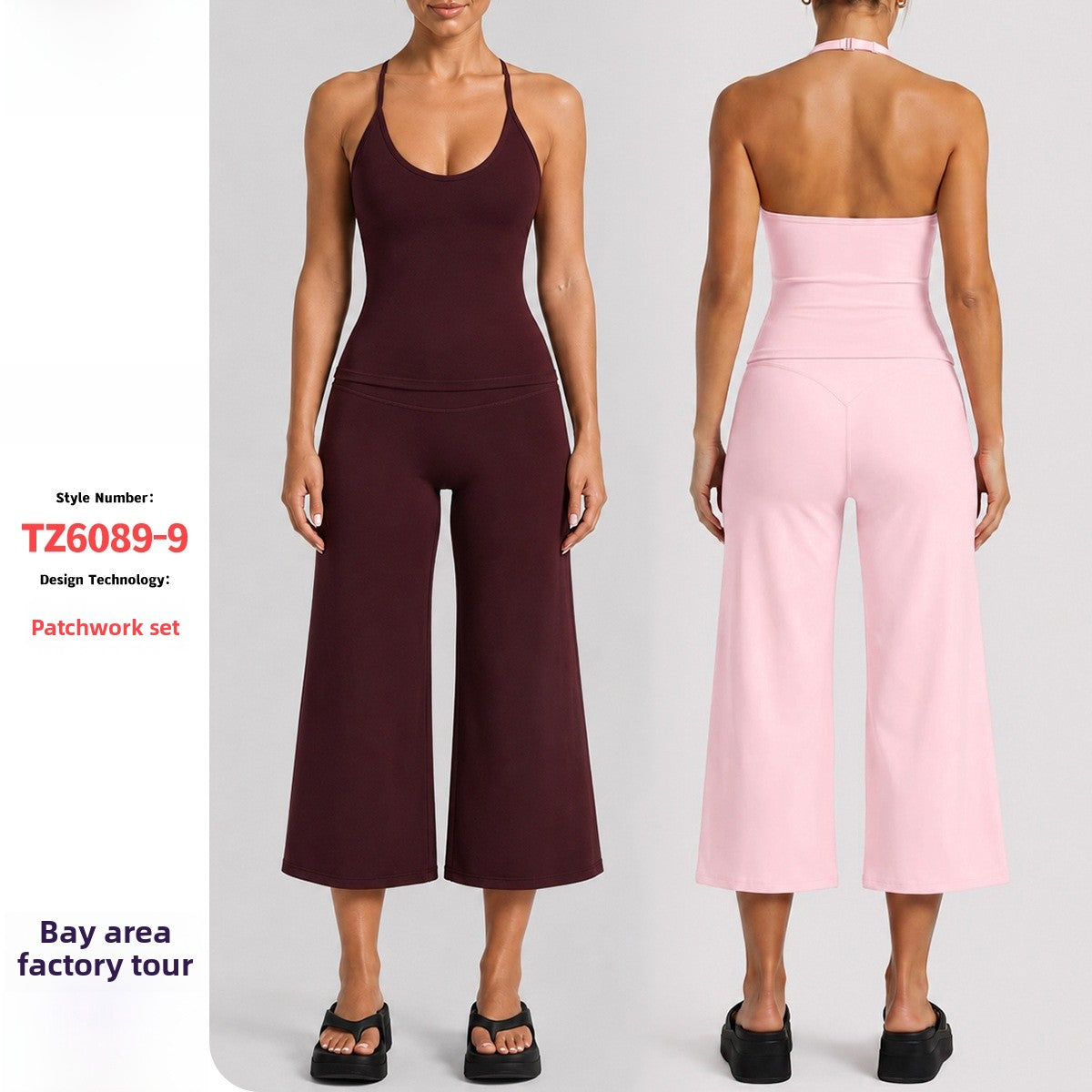 Sporty Calf-Length Yoga Jumpsuit For Women In Stretchy Nylon Fabric Featuring A Backless Design And Sleeveless Style