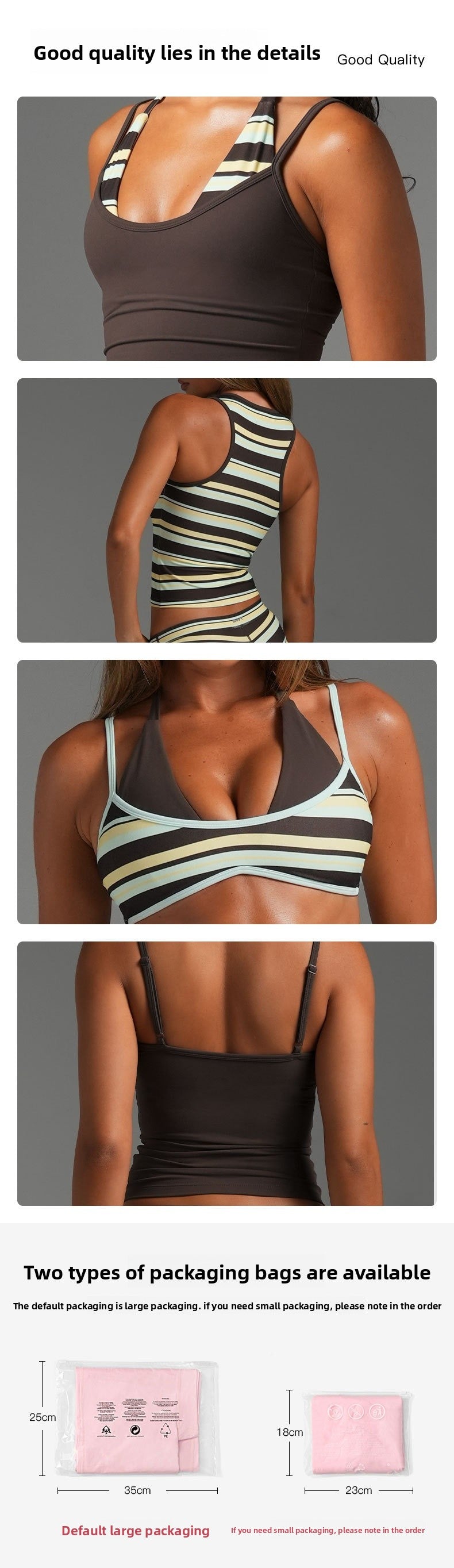Women’s Sleeveless Halter Neck Sports Bra In Nylon Fabric Featuring Stripe Design