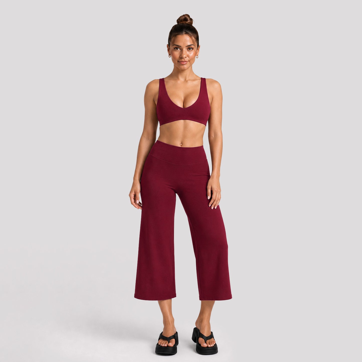 Sport Yoga Calf-Length Pants For Women In Stretchy Nylon Fabric Featuring A Backless Design