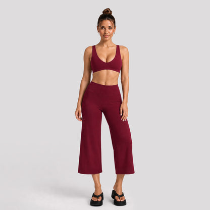 Sport Yoga Calf-Length Pants For Women In Stretchy Nylon Fabric Featuring A Backless Design