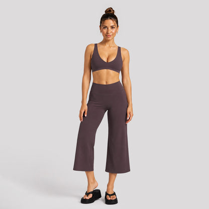 Sport Yoga Calf-Length Pants For Women In Stretchy Nylon Fabric Featuring A Backless Design