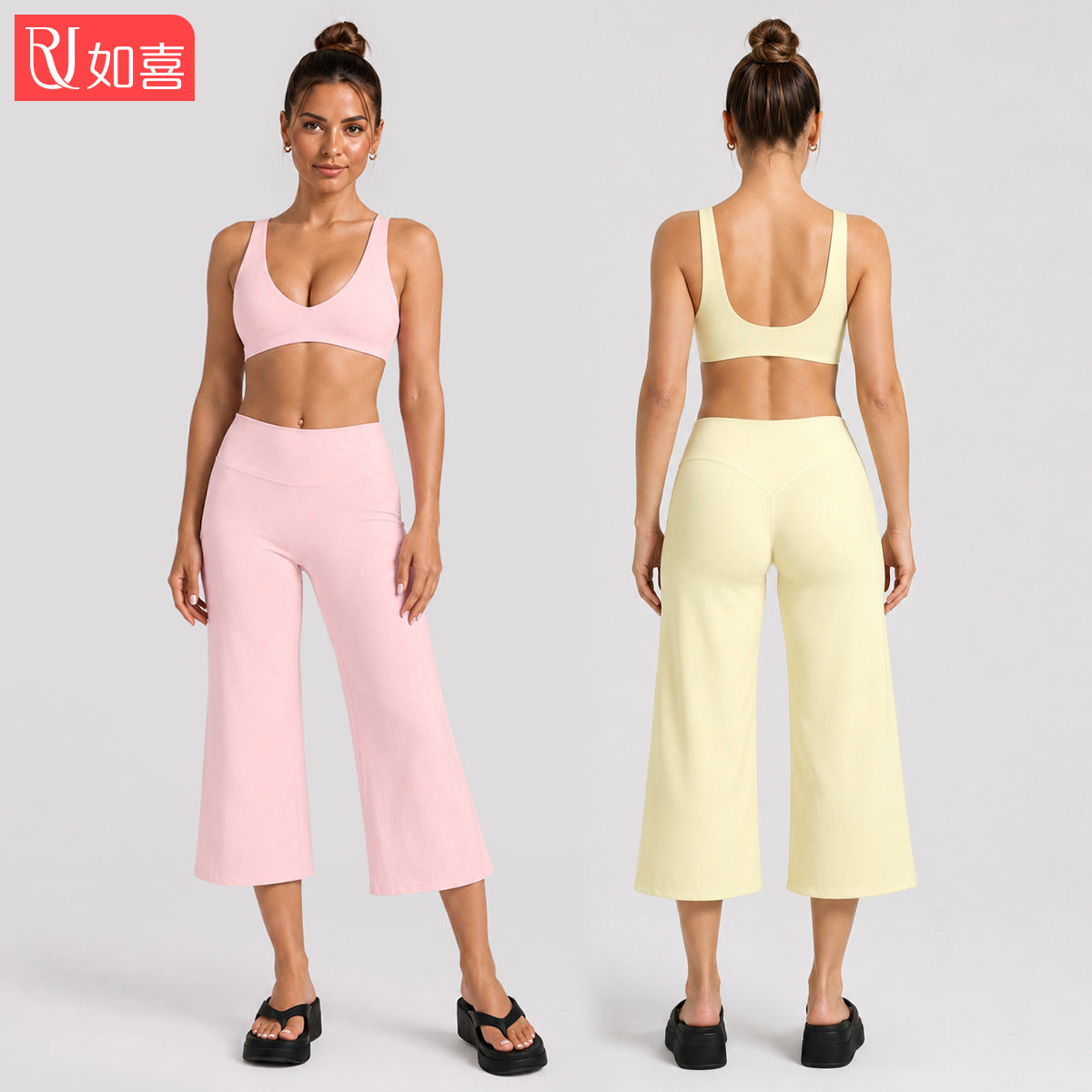 Sport Yoga Calf-Length Pants For Women In Stretchy Nylon Fabric Featuring A Backless Design