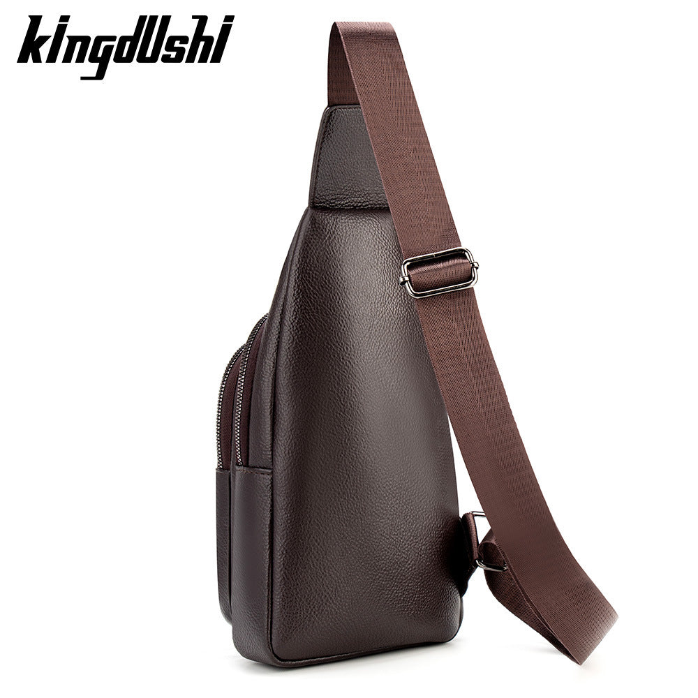 Men's Solid Color Portable Shoulder Bag In PU Leather With Single Shoulder Strap, Perfect For Summer