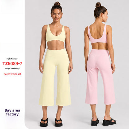 Sport Yoga Calf-Length Pants For Women In Stretchy Nylon Fabric Featuring A Backless Design
