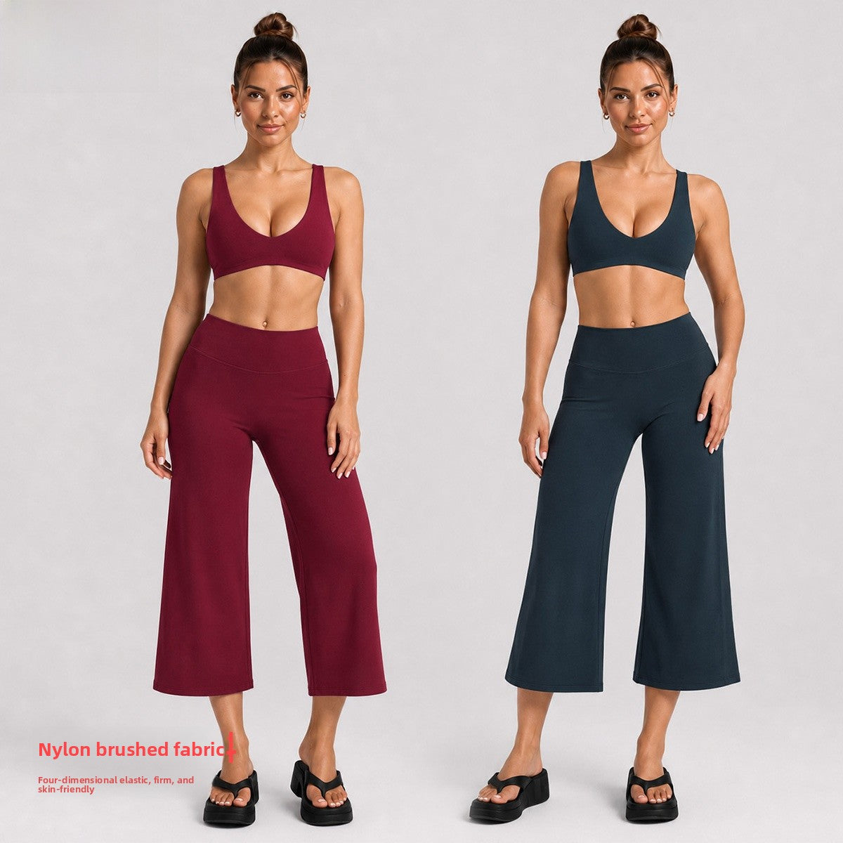 Sport Yoga Calf-Length Pants For Women In Stretchy Nylon Fabric Featuring A Backless Design