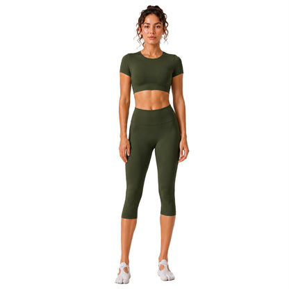 Sporty Calf-Length Yoga Jumpsuit For Women In Nylon Fabric Featuring A Backless Design, Perfect For Summer