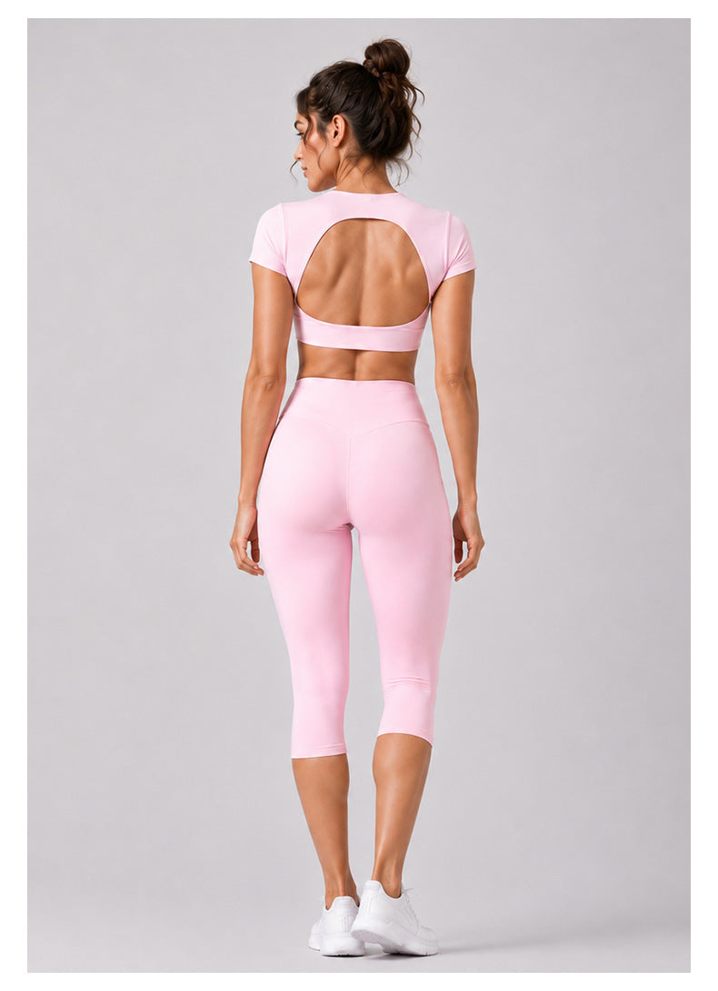 Sporty Calf-Length Yoga Jumpsuit For Women In Nylon Fabric Featuring A Backless Design, Perfect For Summer