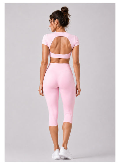 Sporty Calf-Length Yoga Jumpsuit For Women In Nylon Fabric Featuring A Backless Design, Perfect For Summer
