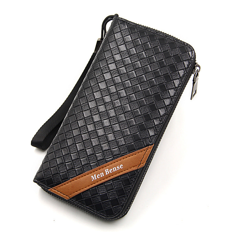 Men's PU Leather Clutch Bag Featuring Letter Pattern, Stylish And Durable