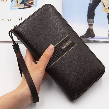 Men's PU Leather Clutch Bag Featuring Letter Pattern, Stylish And Durable