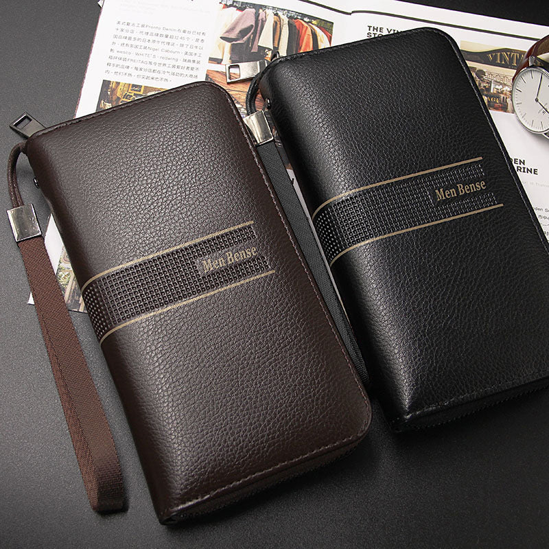 Men's PU Leather Clutch Bag Featuring Letter Pattern, Stylish And Durable