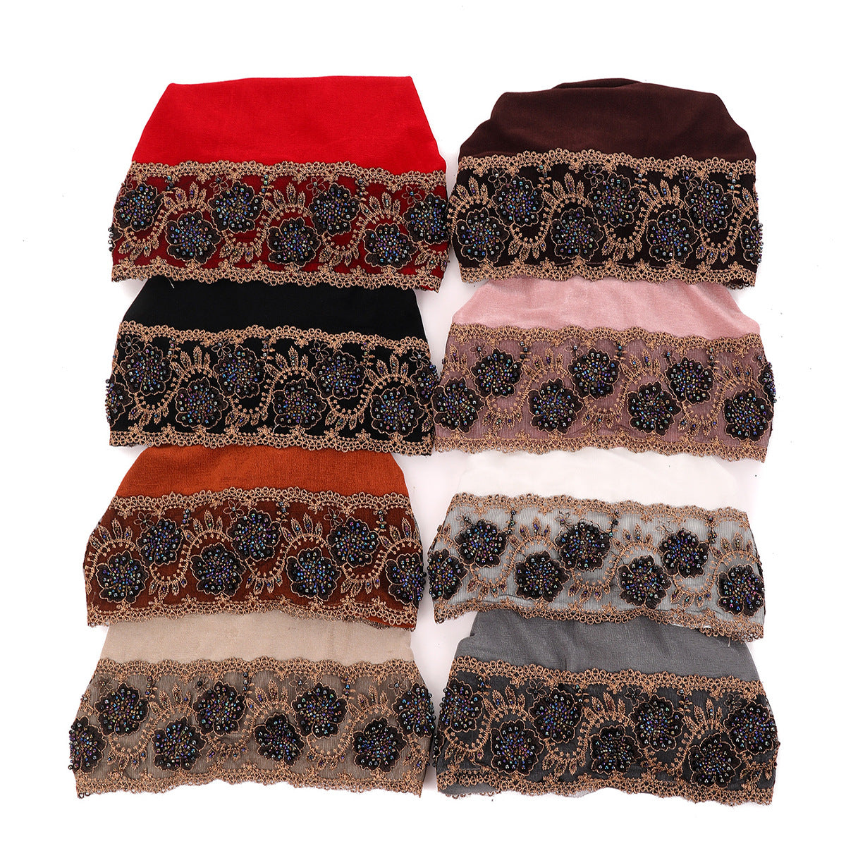Women’s Brimless Lace Beanie Hat With Beading, Breathable And Stylish For Commute