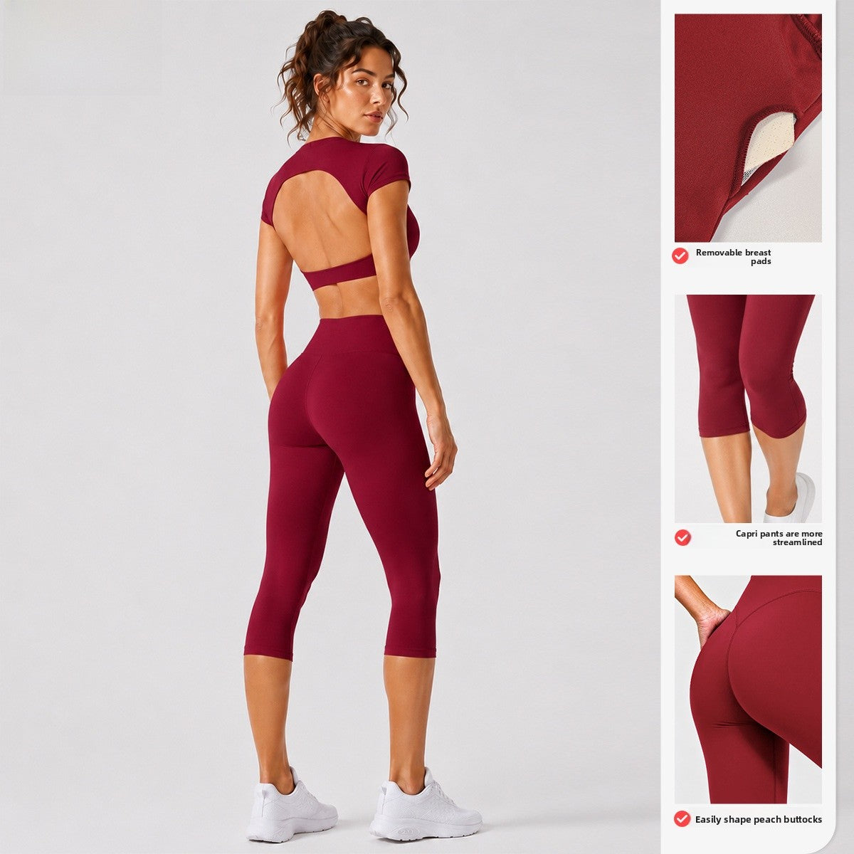 Sporty Calf-Length Yoga Jumpsuit For Women In Nylon Fabric Featuring A Backless Design, Perfect For Summer