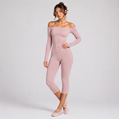 Sporty Calf-Length Yoga Jumpsuit For Women In Nylon Fabric With Backless Design, Long Sleeve, Perfect For Summer