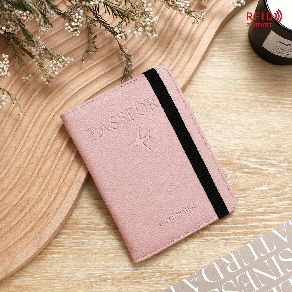 Unisex Solid Color Passport Holder With Cross Straps, Made Of Durable PUR Material Featuring RFID Protection