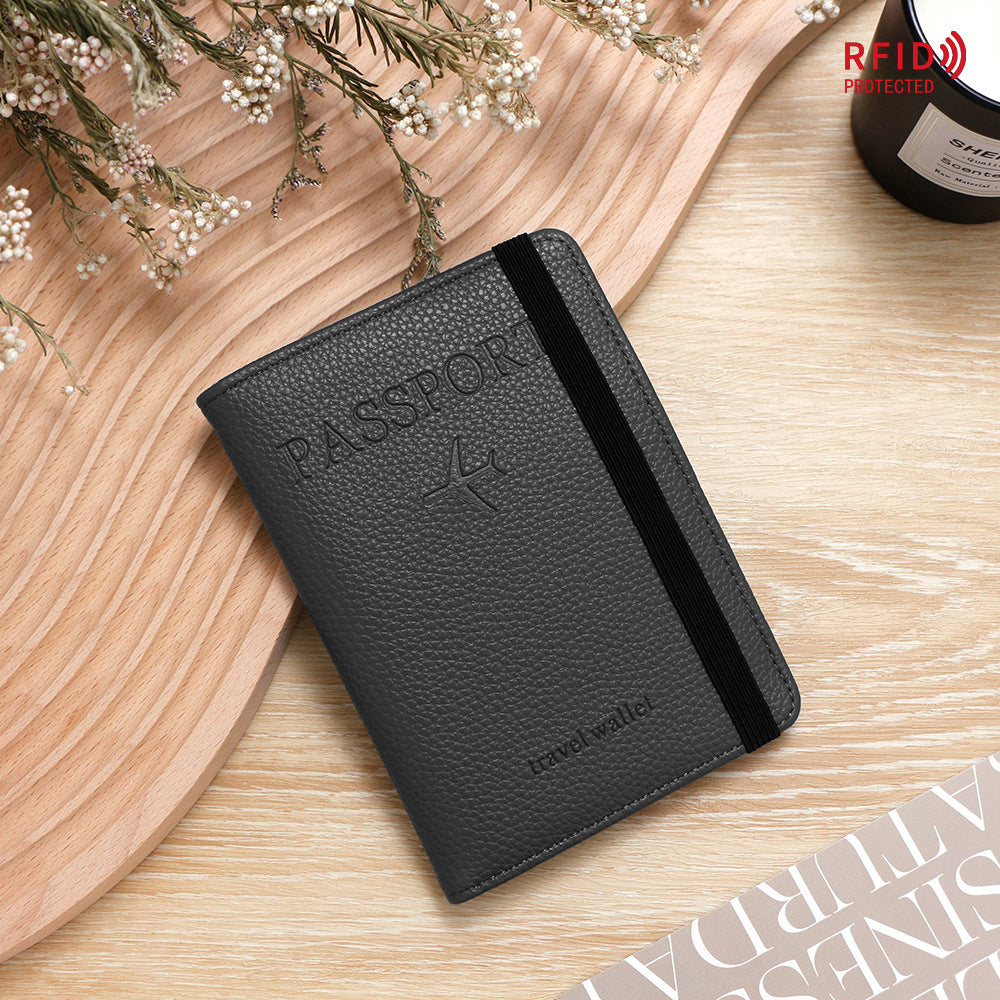 Unisex Solid Color Passport Holder With Cross Straps, Made Of Durable PUR Material Featuring RFID Protection