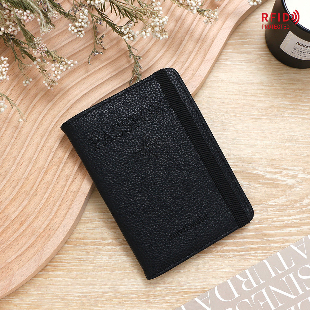 Unisex Solid Color Passport Holder With Cross Straps, Made Of Durable PUR Material Featuring RFID Protection