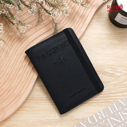 Unisex Solid Color Passport Holder With Cross Straps, Made Of Durable PUR Material Featuring RFID Protection