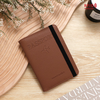 Unisex Solid Color Passport Holder With Cross Straps, Made Of Durable PUR Material Featuring RFID Protection