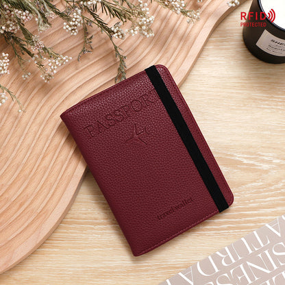 Unisex Solid Color Passport Holder With Cross Straps, Made Of Durable PUR Material Featuring RFID Protection