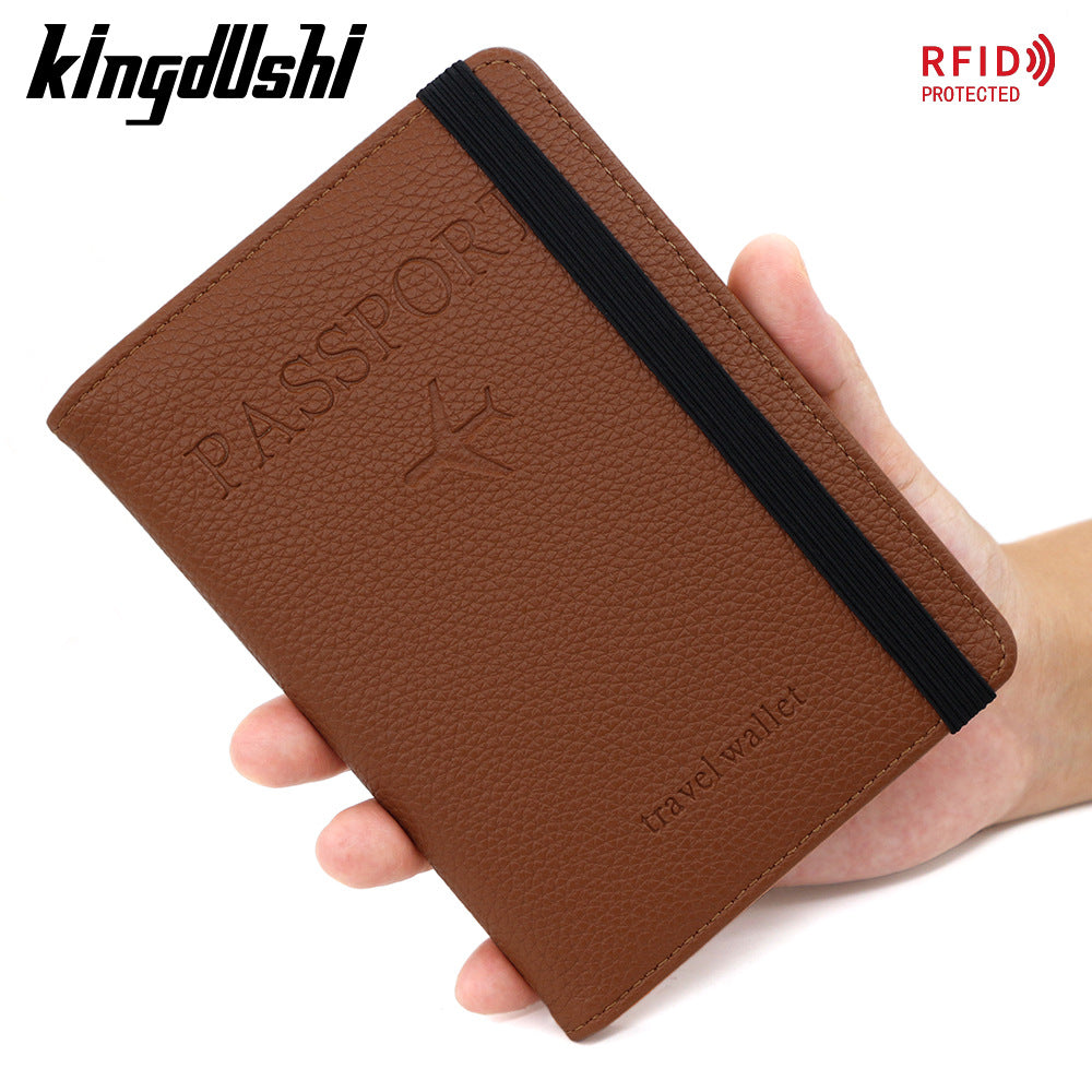 Unisex Solid Color Passport Holder With Cross Straps, Made Of Durable PUR Material Featuring RFID Protection