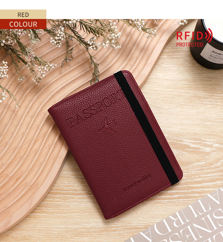 Unisex Solid Color Passport Holder With Cross Straps, Made Of Durable PUR Material Featuring RFID Protection