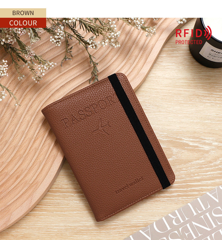 Unisex Solid Color Passport Holder With Cross Straps, Made Of Durable PUR Material Featuring RFID Protection