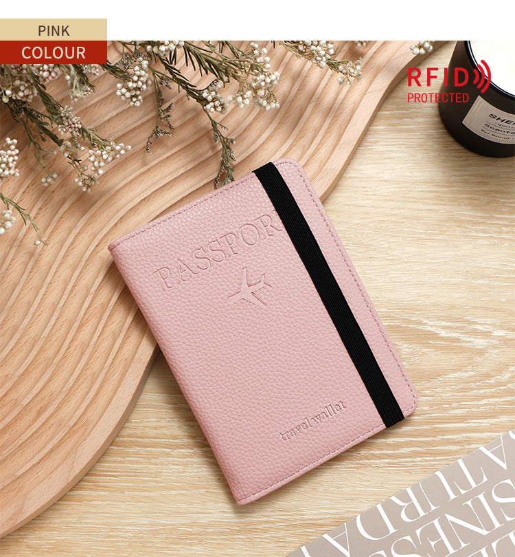 Unisex Solid Color Passport Holder With Cross Straps, Made Of Durable PUR Material Featuring RFID Protection
