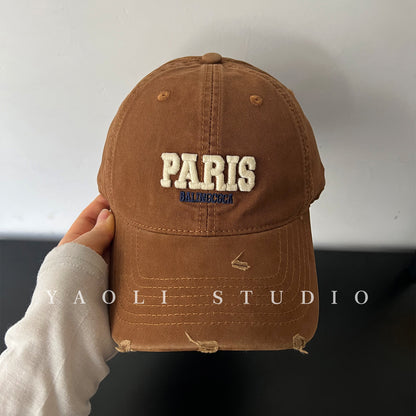 Vintage Style Unisex Baseball Cap With Curved Brim Featuring UV Protection, Cotton Material And Embroidery Craft