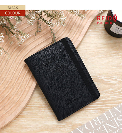 Unisex Solid Color Passport Holder With Cross Straps, Made Of Durable PUR Material Featuring RFID Protection