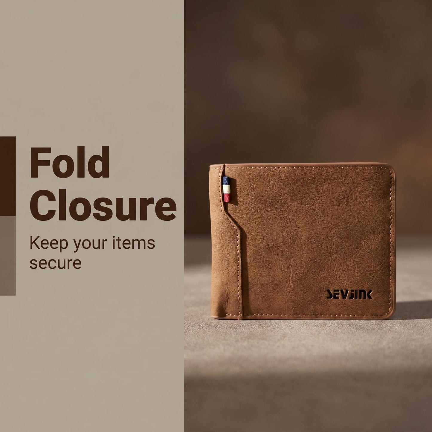 Men's Small PU Leather Wallet With Sewing Thread Detail, Wear-Resistant Design For Spring And Summer