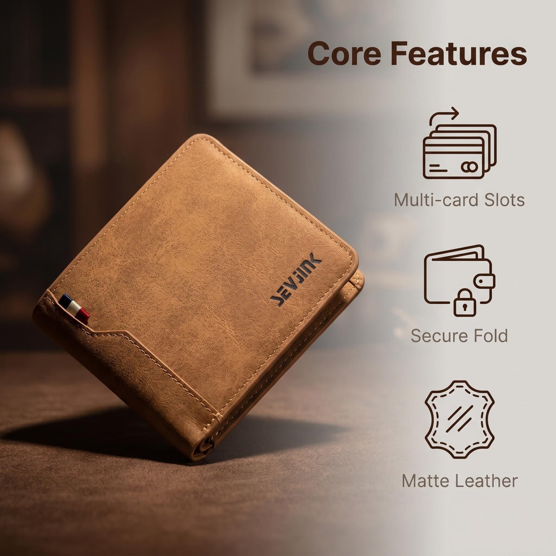 Men's Small PU Leather Wallet With Sewing Thread Detail, Wear-Resistant Design For Spring And Summer