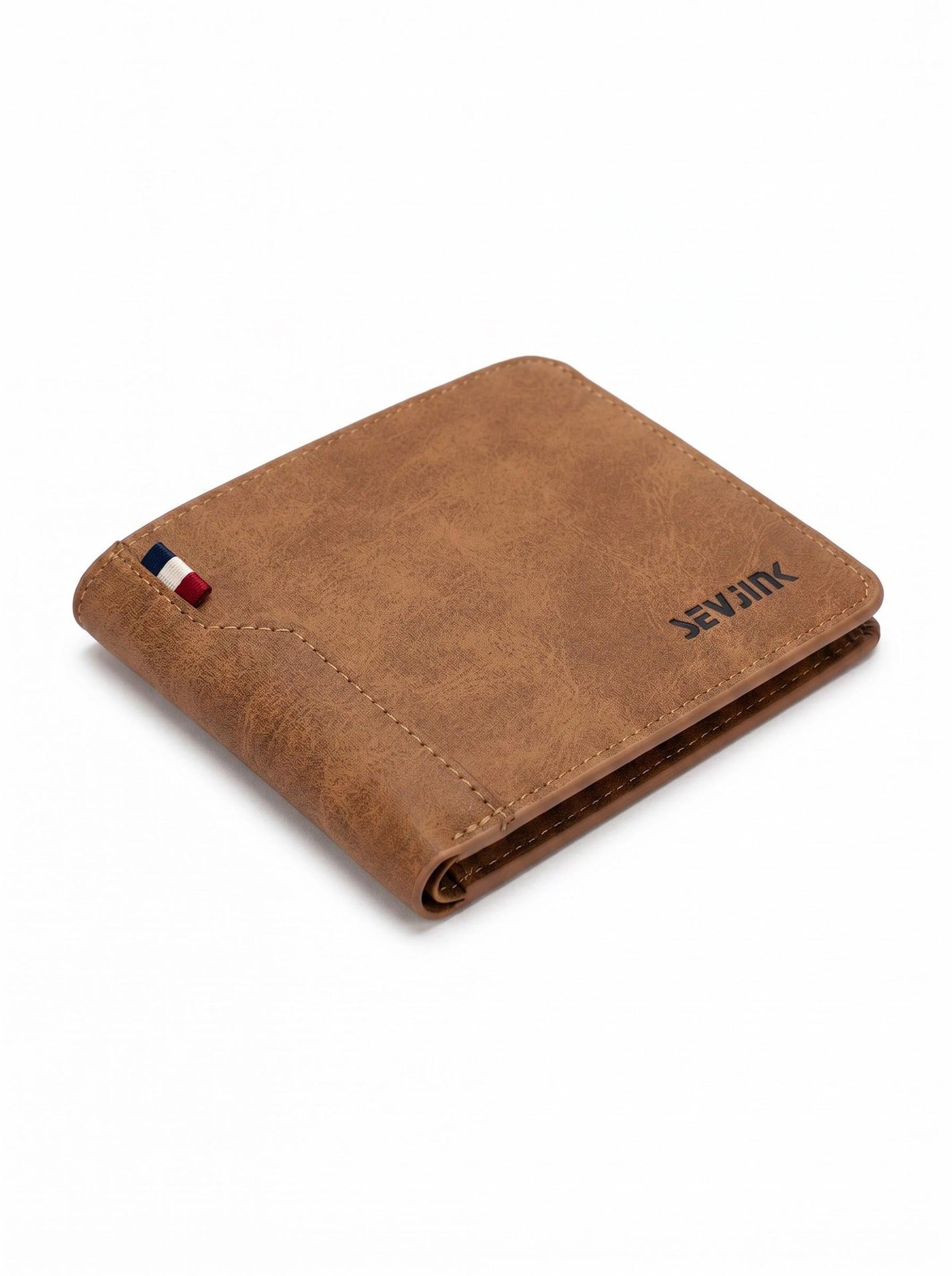 Men's Small PU Leather Wallet With Sewing Thread Detail, Wear-Resistant Design For Spring And Summer