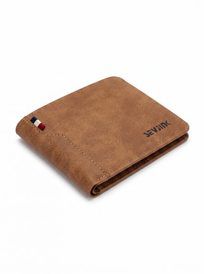 Men's Small PU Leather Wallet With Sewing Thread Detail, Wear-Resistant Design For Spring And Summer