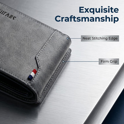 Men's Small PU Leather Wallet With Sewing Thread Detail, Wear-Resistant Design For Spring And Summer