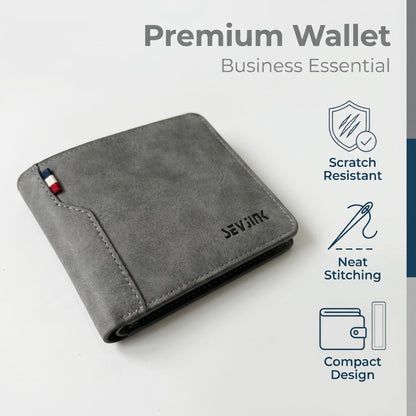 Men's Small PU Leather Wallet With Sewing Thread Detail, Wear-Resistant Design For Spring And Summer