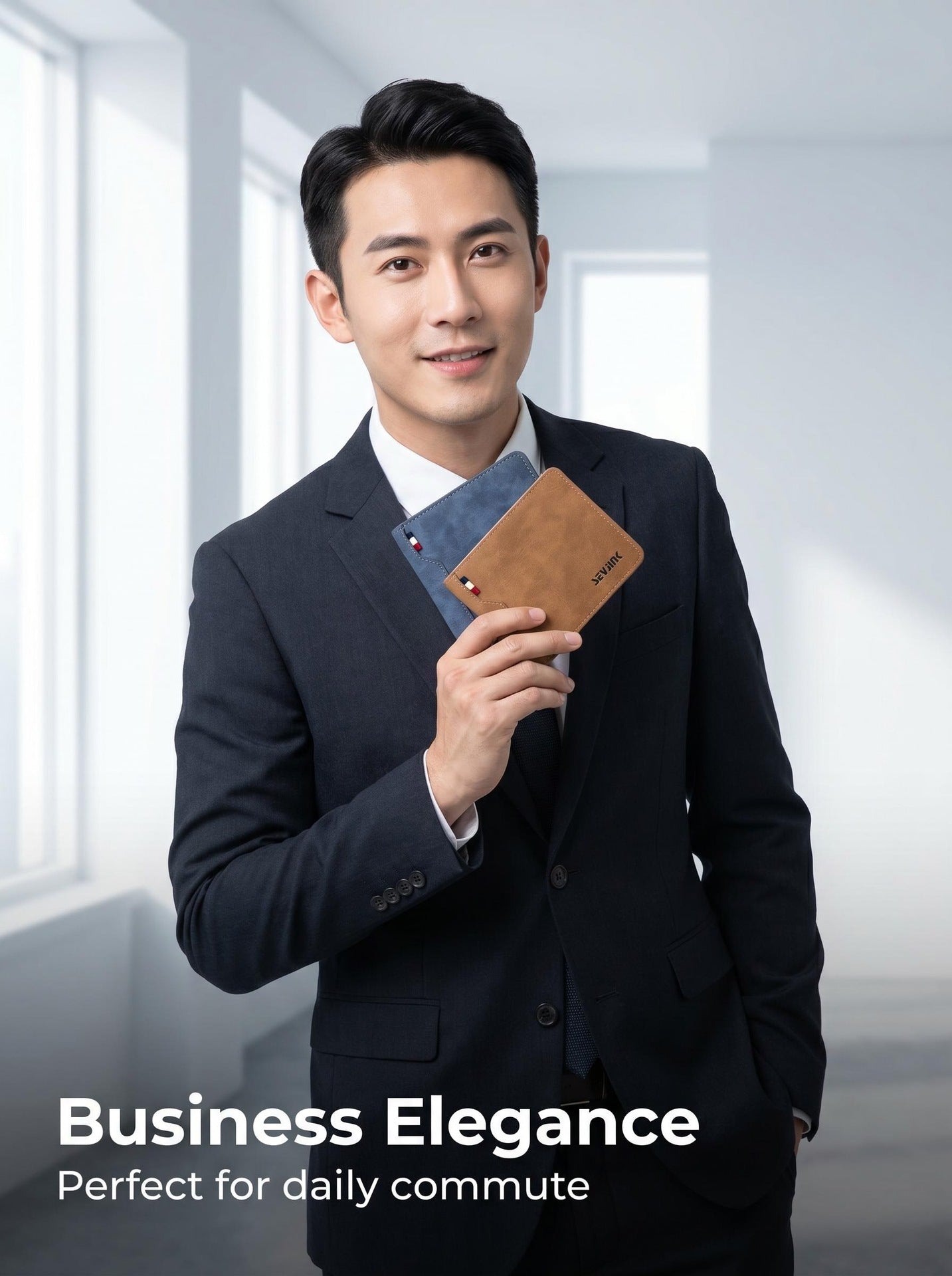 Men's Small PU Leather Wallet With Sewing Thread Detail, Wear-Resistant Design For Spring And Summer