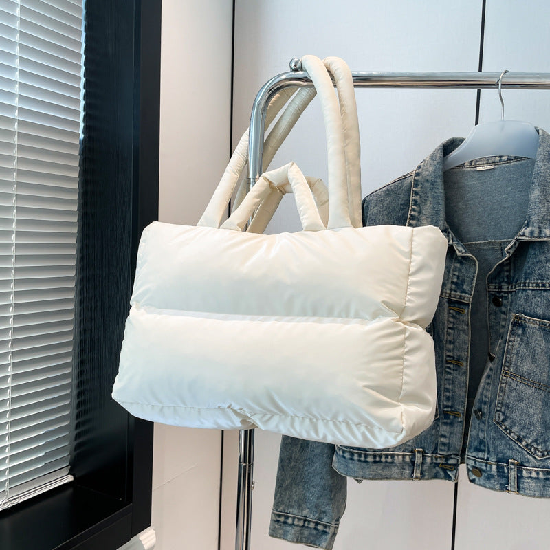 Women’s Cloud Shape Underarm Bag In Nylon With Sewing Thread Detail, Perfect For Winter