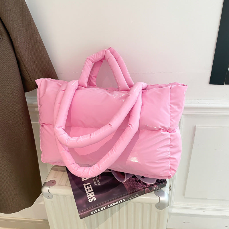 Women’s Cloud Shape Underarm Bag In Nylon With Sewing Thread Detail, Perfect For Winter