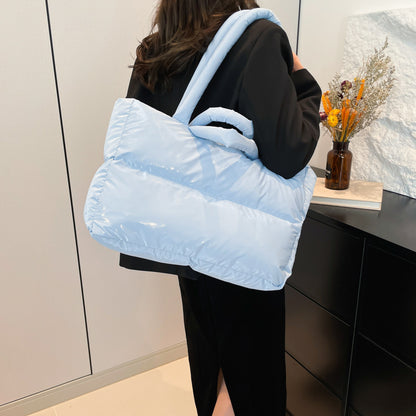 Women’s Cloud Shape Underarm Bag In Nylon With Sewing Thread Detail, Perfect For Winter
