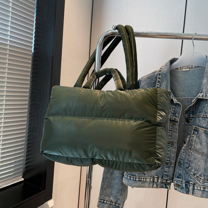 Women’s Cloud Shape Underarm Bag In Nylon With Sewing Thread Detail, Perfect For Winter