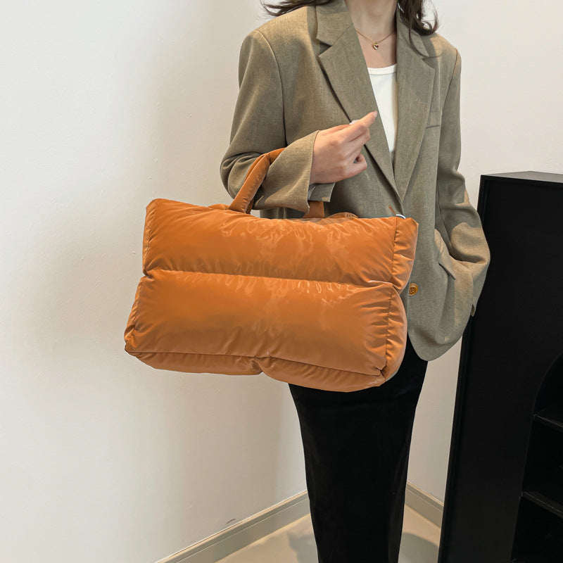 Women’s Cloud Shape Underarm Bag In Nylon With Sewing Thread Detail, Perfect For Winter