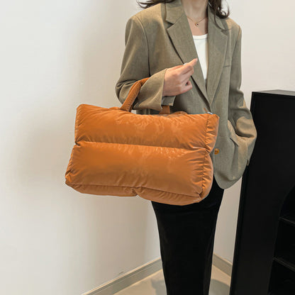 Women’s Cloud Shape Underarm Bag In Nylon With Sewing Thread Detail, Perfect For Winter