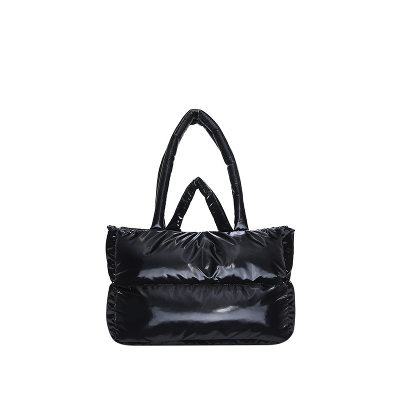 Women’s Cloud Shape Underarm Bag In Nylon With Sewing Thread Detail, Perfect For Winter