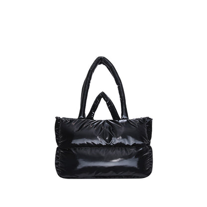 Women’s Cloud Shape Underarm Bag In Nylon With Sewing Thread Detail, Perfect For Winter