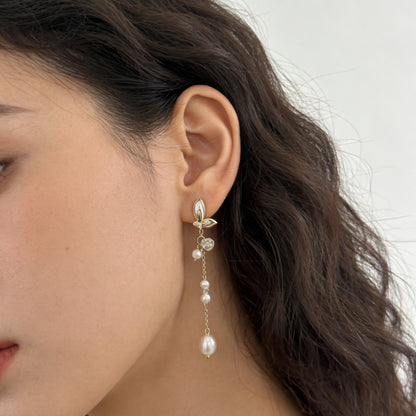 Simple Style Butterfly Earrings With 3-4mm Natural White Freshwater Button Pearls In 925 Sterling Silver For Women