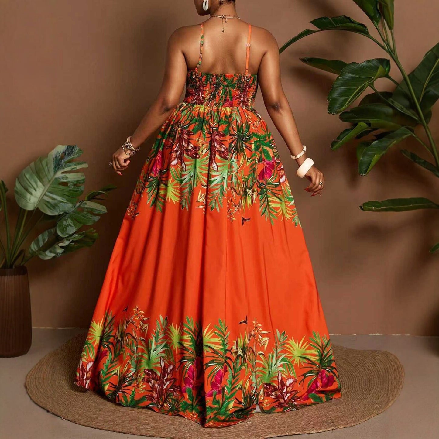 Women's Sleeveless V Neck Strap Dress In Polyester Fabric, Perfect For Travel And Vacation