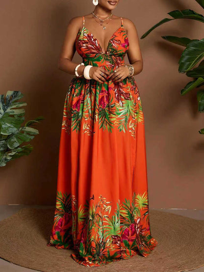 Women's Sleeveless V Neck Strap Dress In Polyester Fabric, Perfect For Travel And Vacation