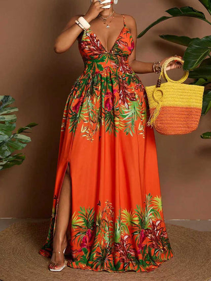Women's Sleeveless V Neck Strap Dress In Polyester Fabric, Perfect For Travel And Vacation