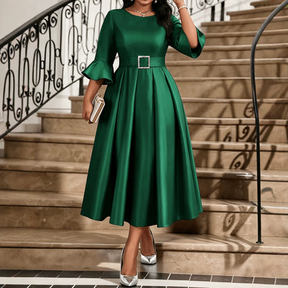 Elegant Women’s Sheath Dress With V Neck And Half Sleeve, Perfect For Date, Made Of Polyester